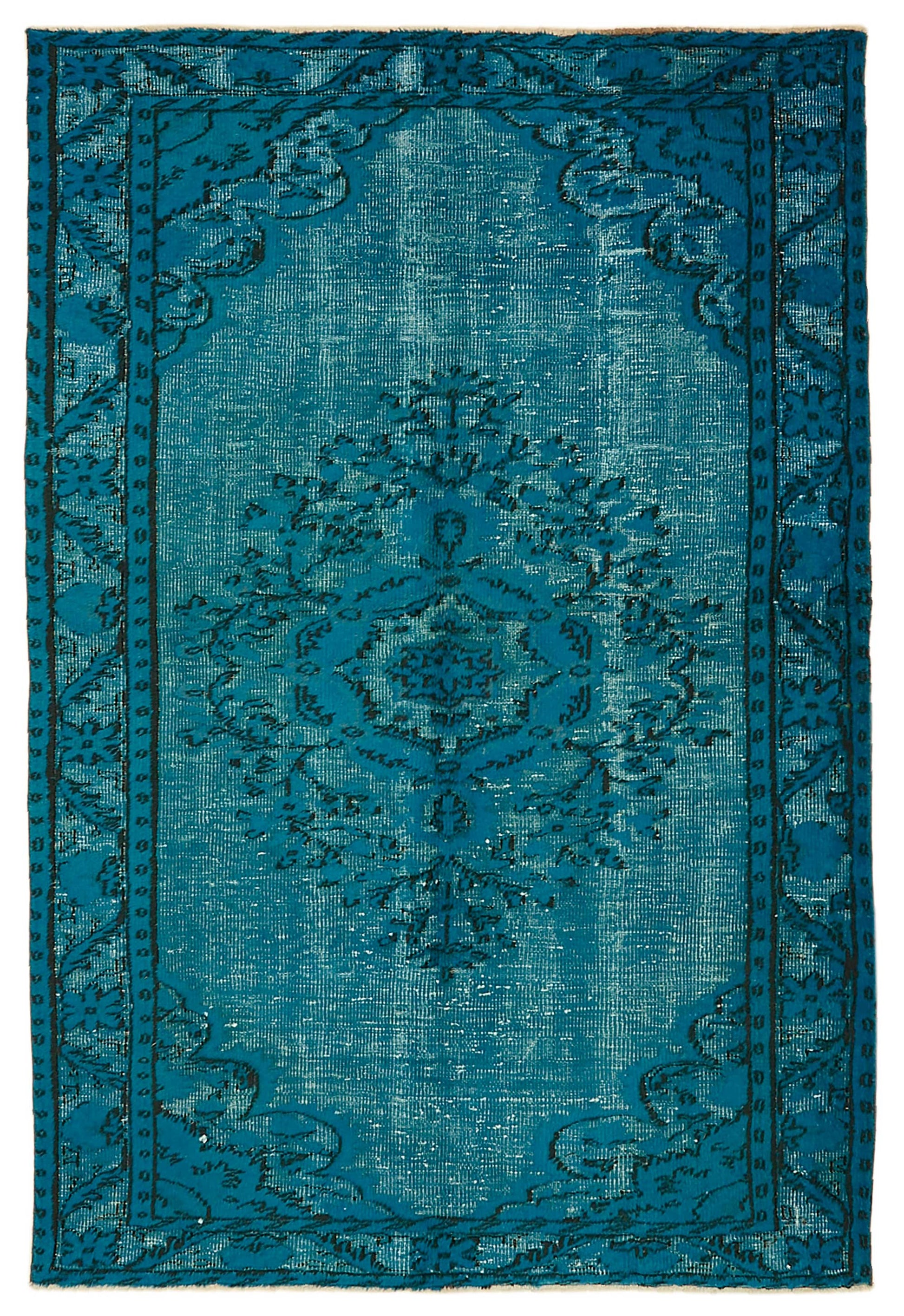 6x9 Vintage Hand-Carved Turkish Rug - 46907