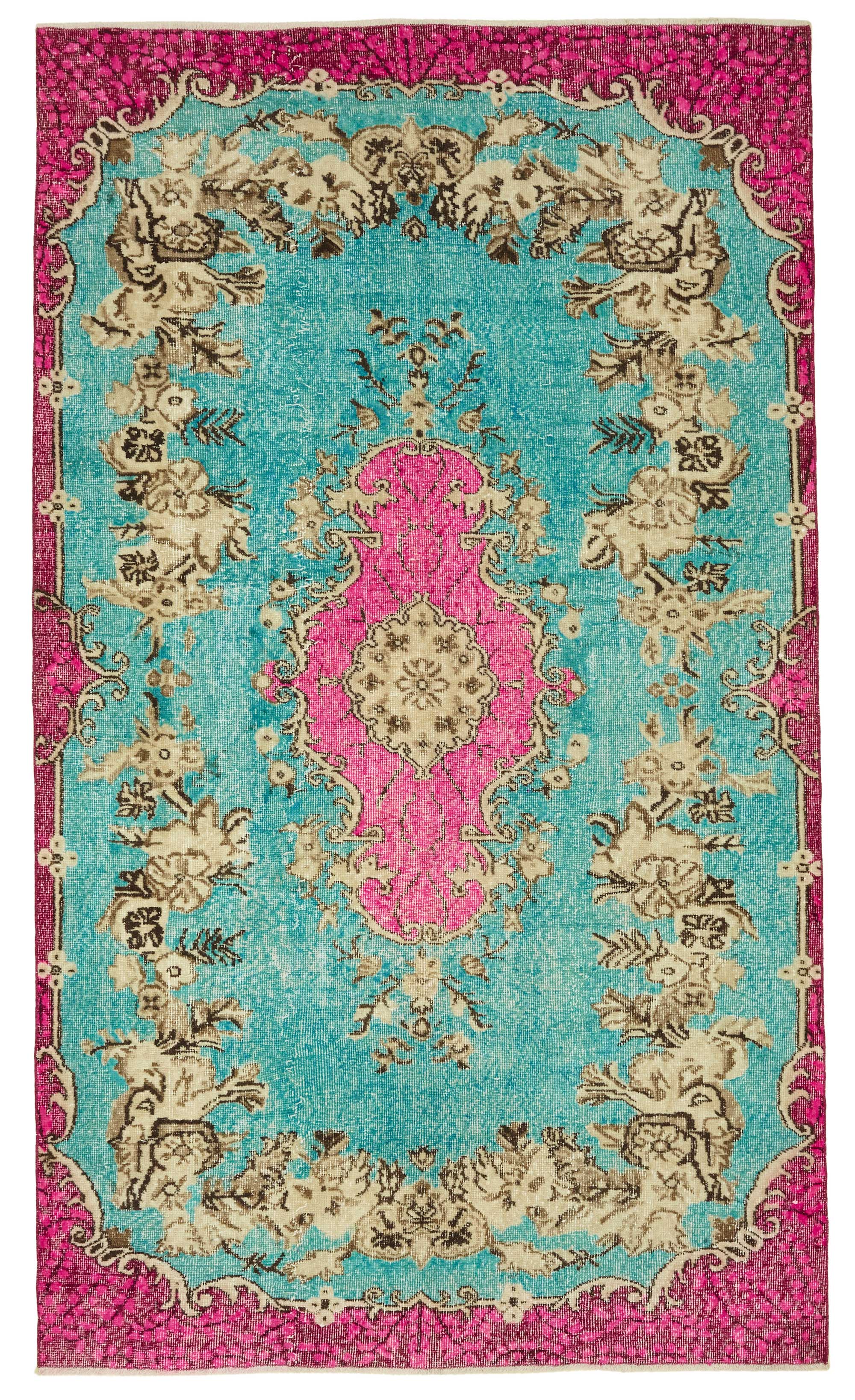 6x10 Vintage Hand-Carved Turkish Rug - 46919