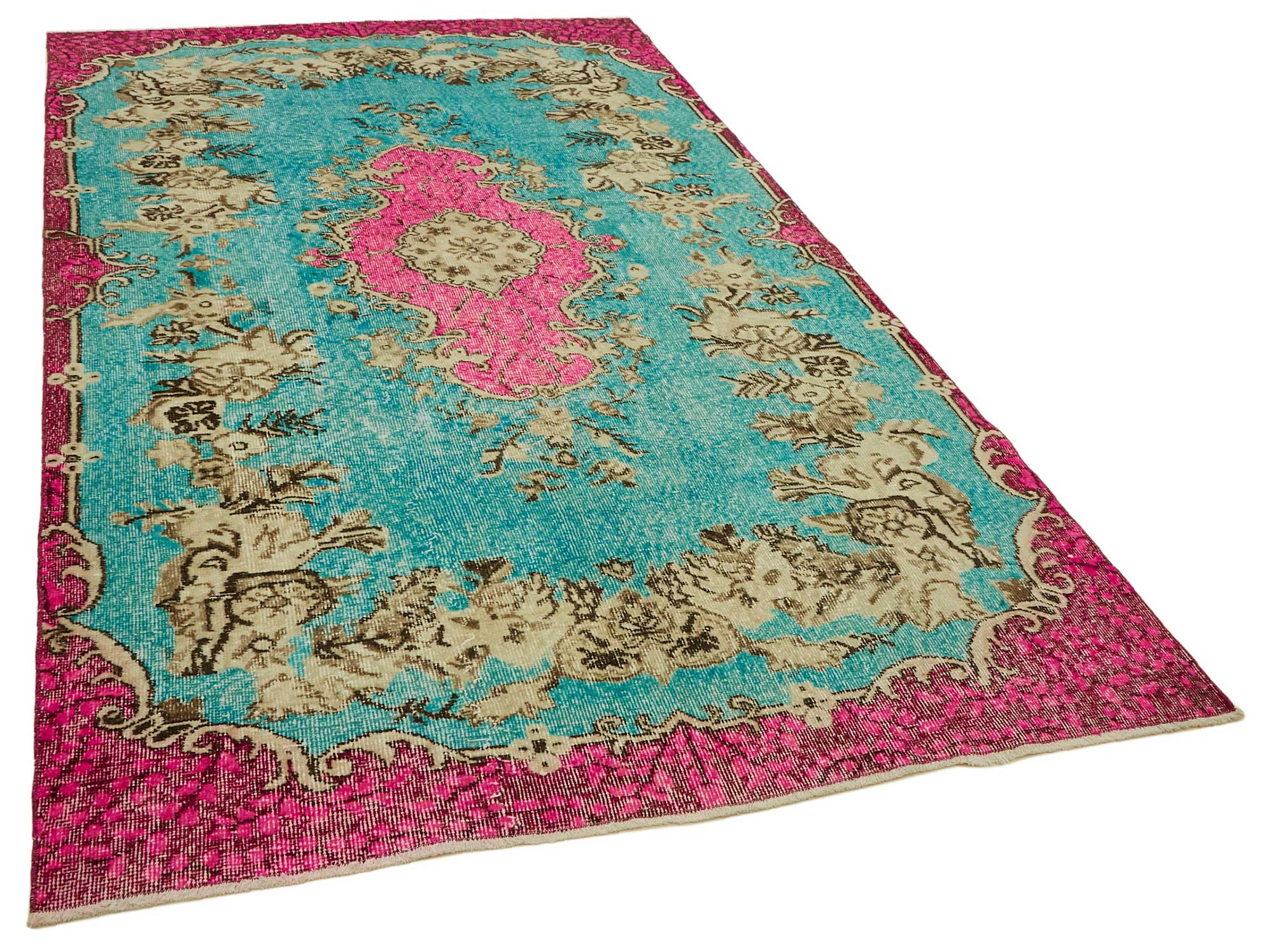 6x10 Vintage Hand-Carved Turkish Rug - 46919