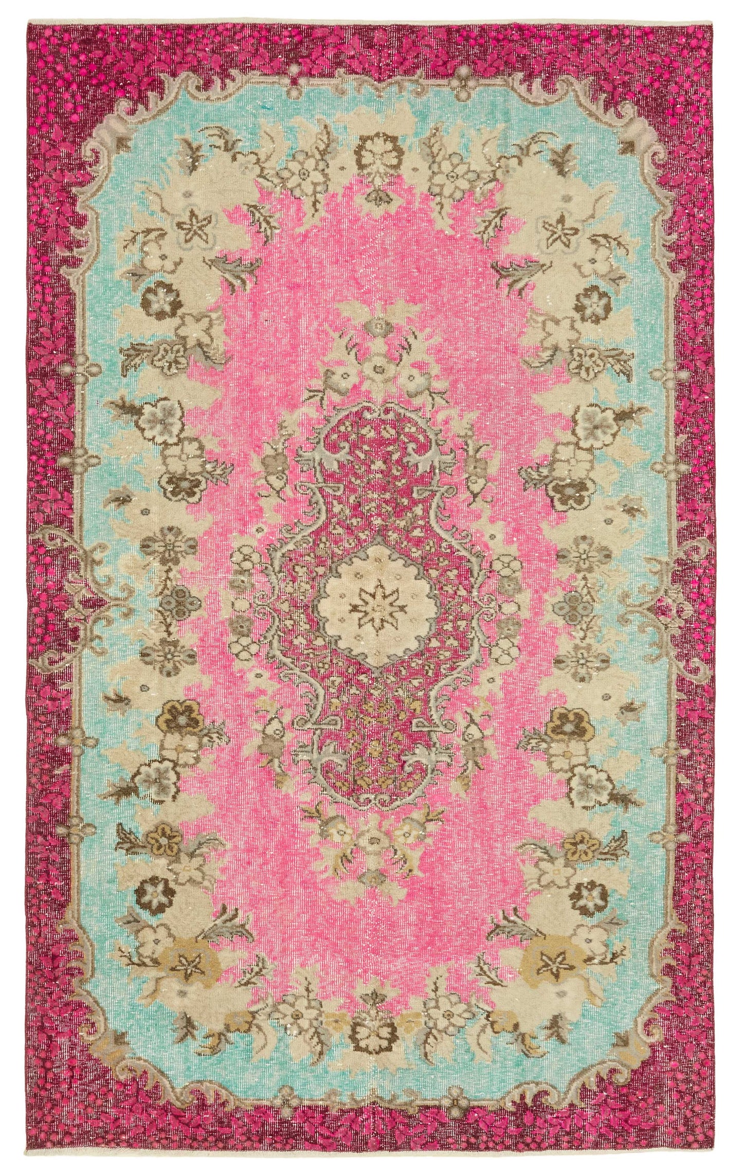 5x9 Vintage Hand-Carved Turkish Rug - 46920