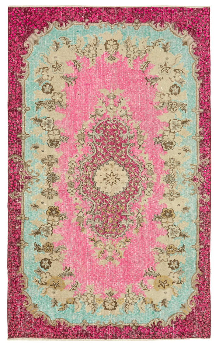 5x9 Vintage Hand-Carved Turkish Rug - 46920