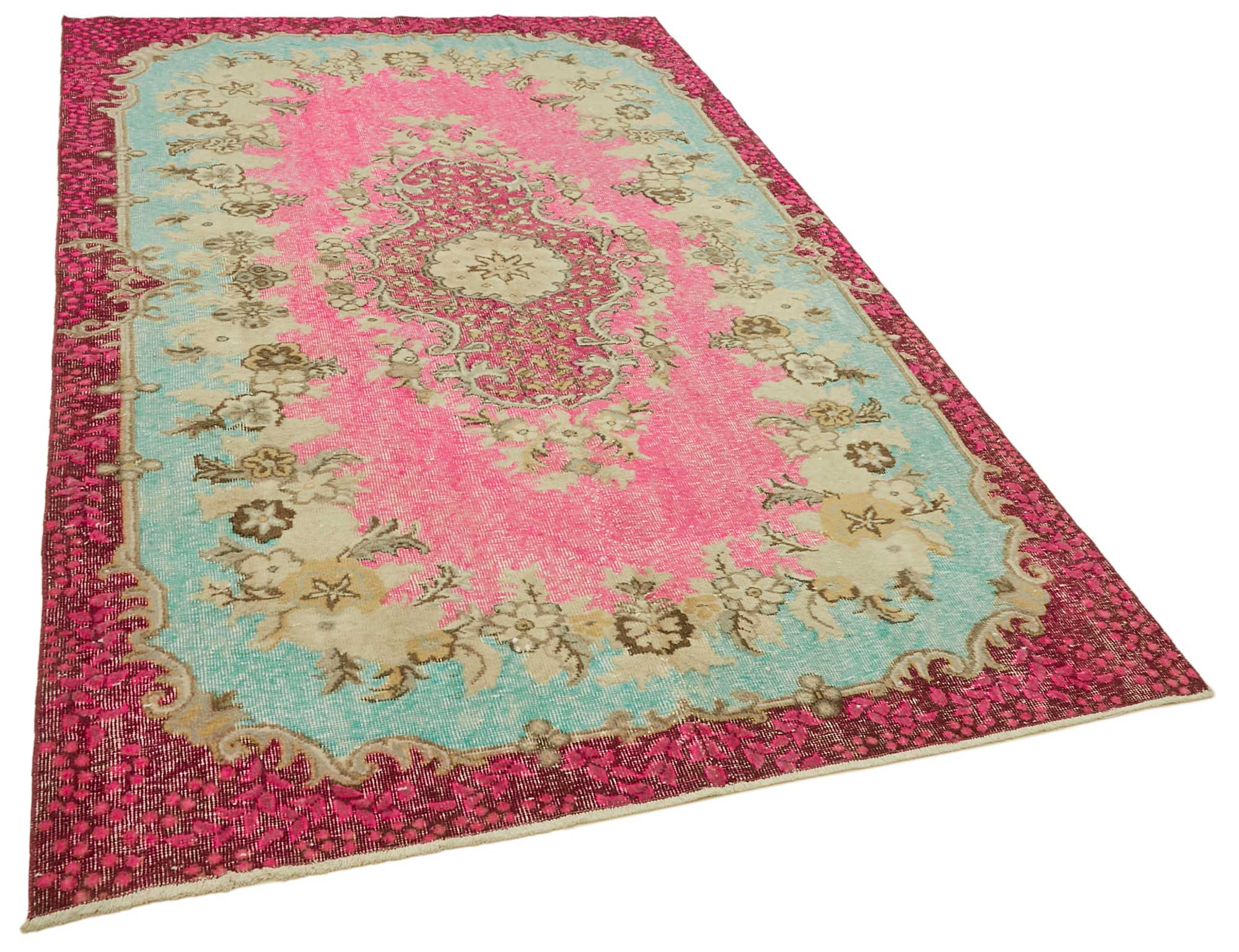 5x9 Vintage Hand-Carved Turkish Rug - 46920