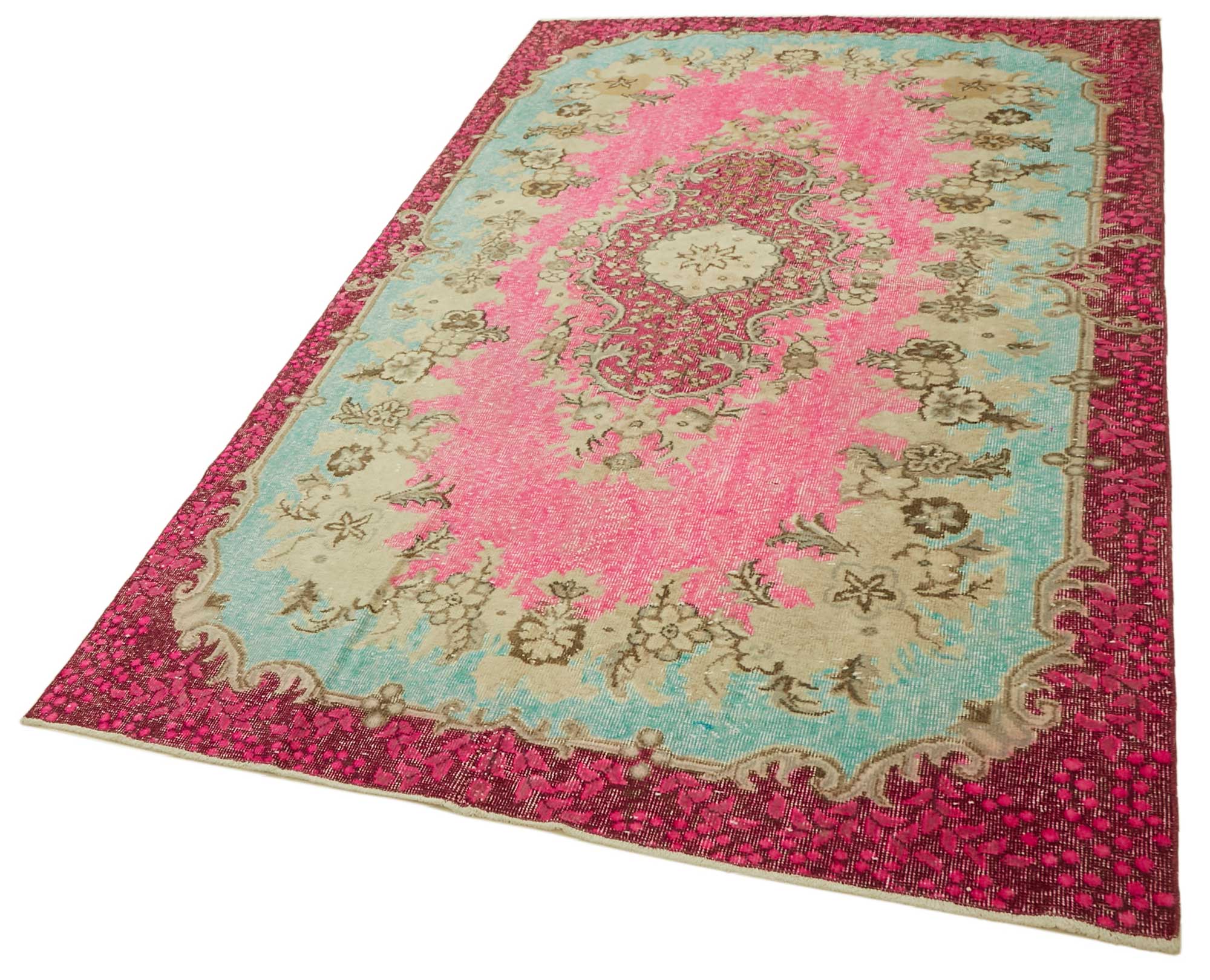 5x9 Vintage Hand-Carved Turkish Rug - 46920