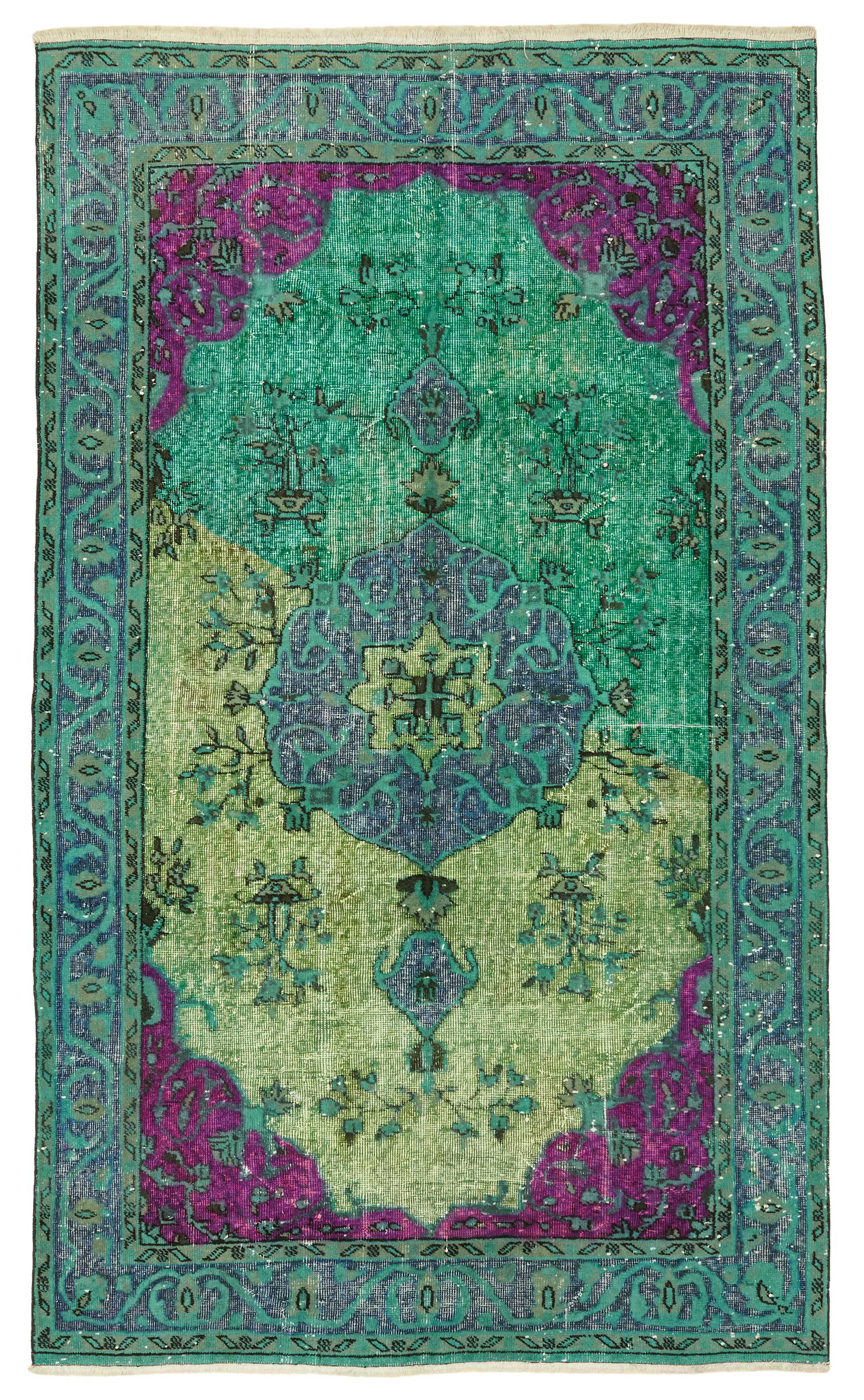 5x9 Vintage Hand-Carved Turkish Rug - 46923