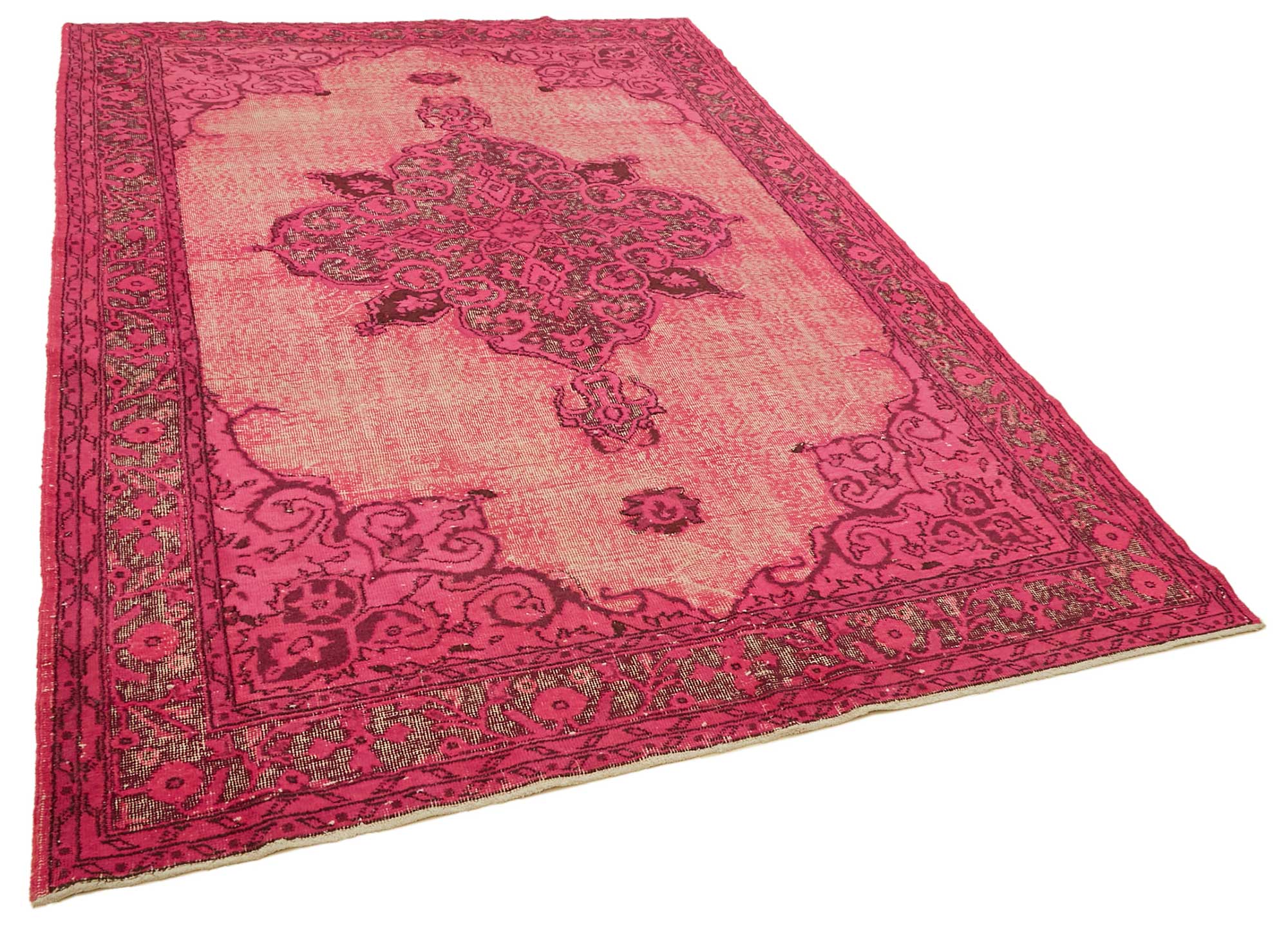 7x10 Vintage Hand-Carved Turkish Rug - 46924