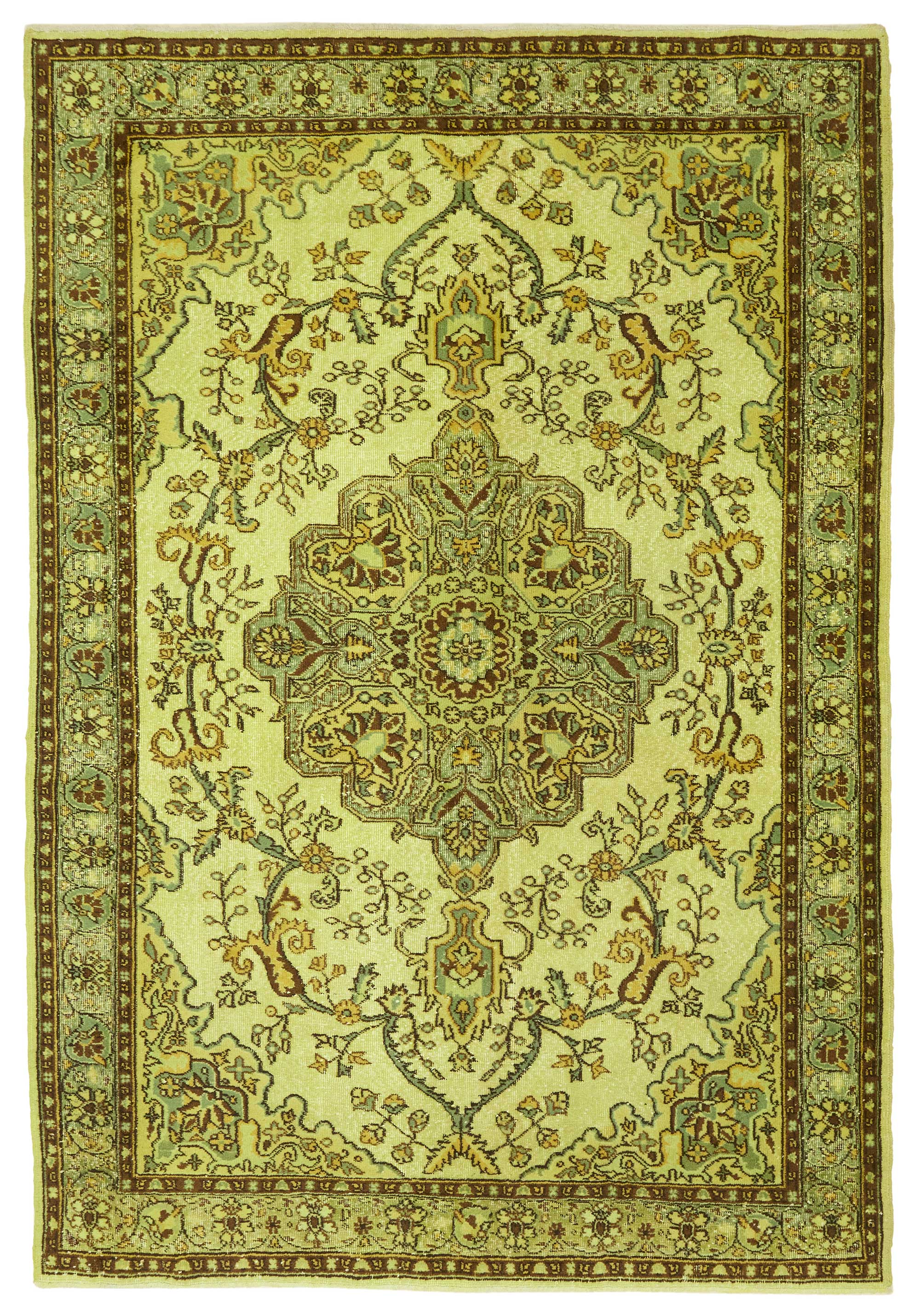 7x9 Vintage Hand-Carved Turkish Rug - 46926