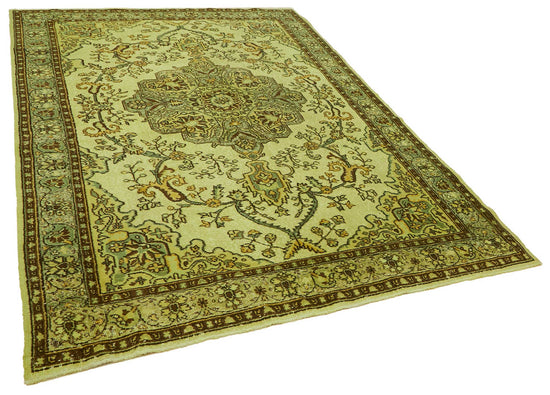 7x9 Vintage Hand-Carved Turkish Rug - 46926