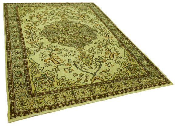 7x9 Vintage Hand-Carved Turkish Rug - 46926