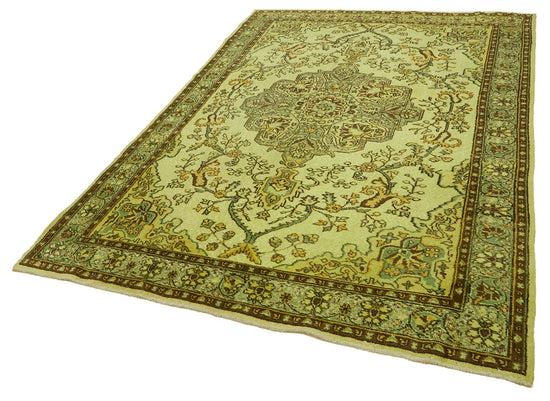 7x9 Vintage Hand-Carved Turkish Rug - 46926