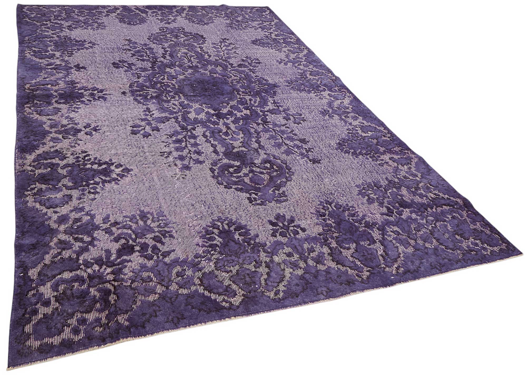 7x11 Vintage Hand-Carved Turkish Rug - 46937