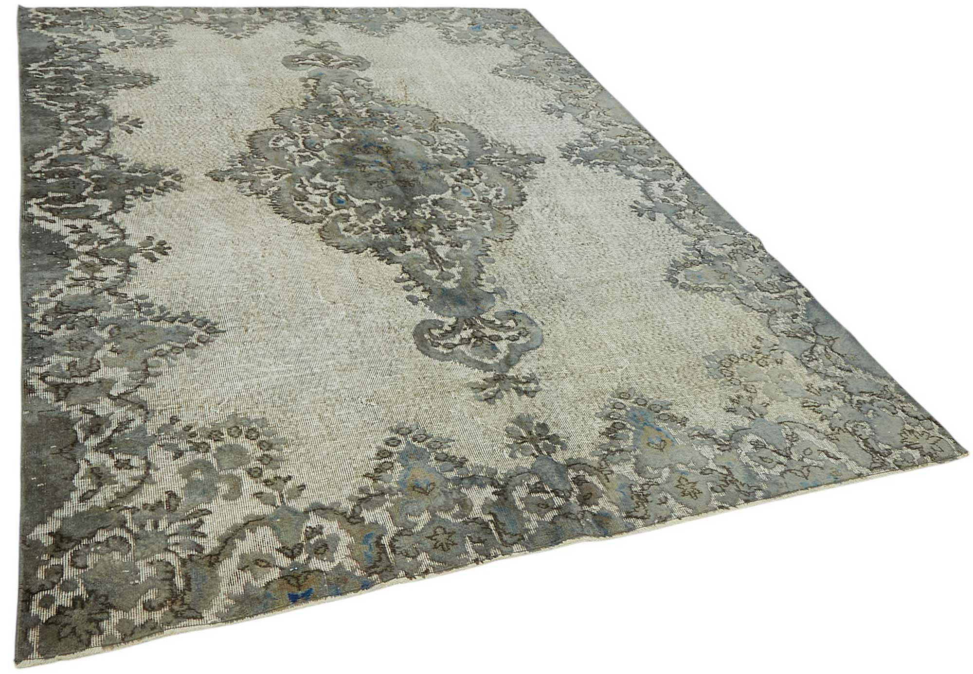 7x10 Vintage Hand-Carved Turkish Rug - 46943