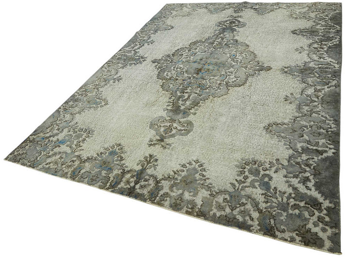 7x10 Vintage Hand-Carved Turkish Rug - 46943