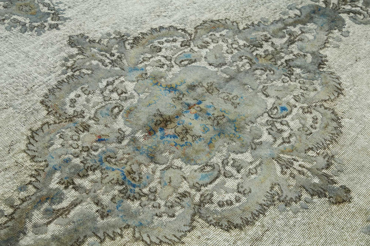 7x10 Vintage Hand-Carved Turkish Rug - 46943