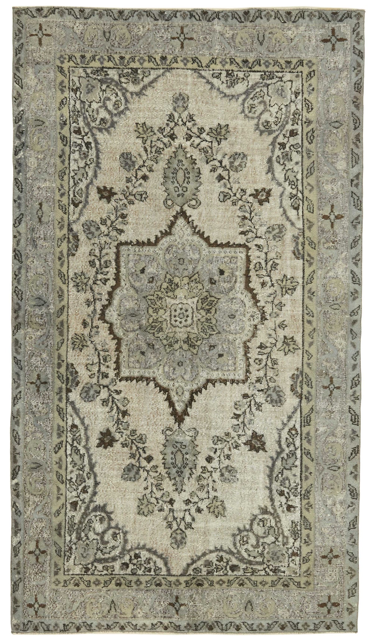5x10 Vintage Hand-Carved Turkish Rug - 46944