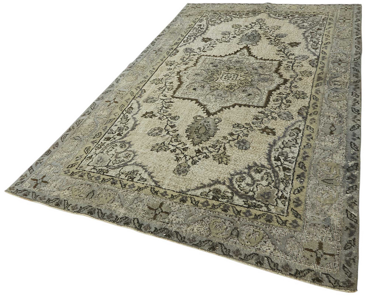 5x10 Vintage Hand-Carved Turkish Rug - 46944