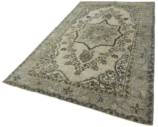 5x10 Vintage Hand-Carved Turkish Rug - 46944