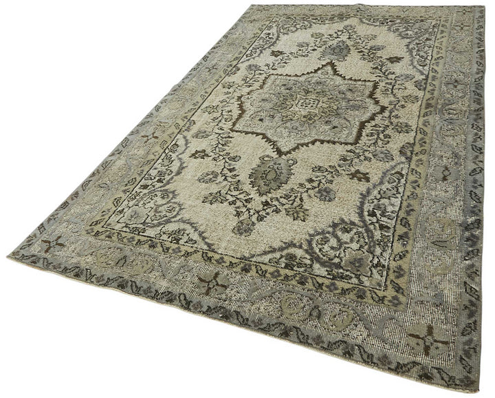 5x10 Vintage Hand-Carved Turkish Rug - 46944