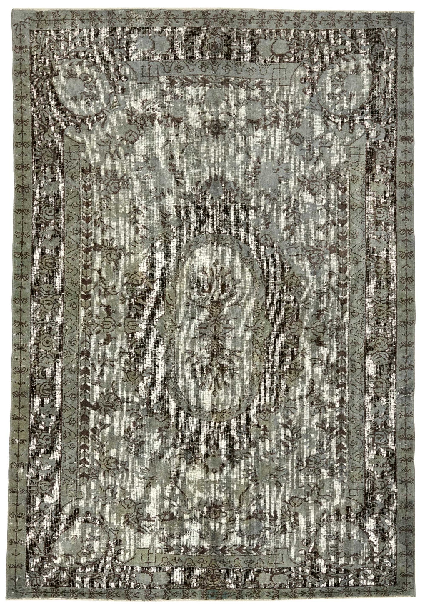 6x9 Vintage Hand-Carved Turkish Rug - 46945