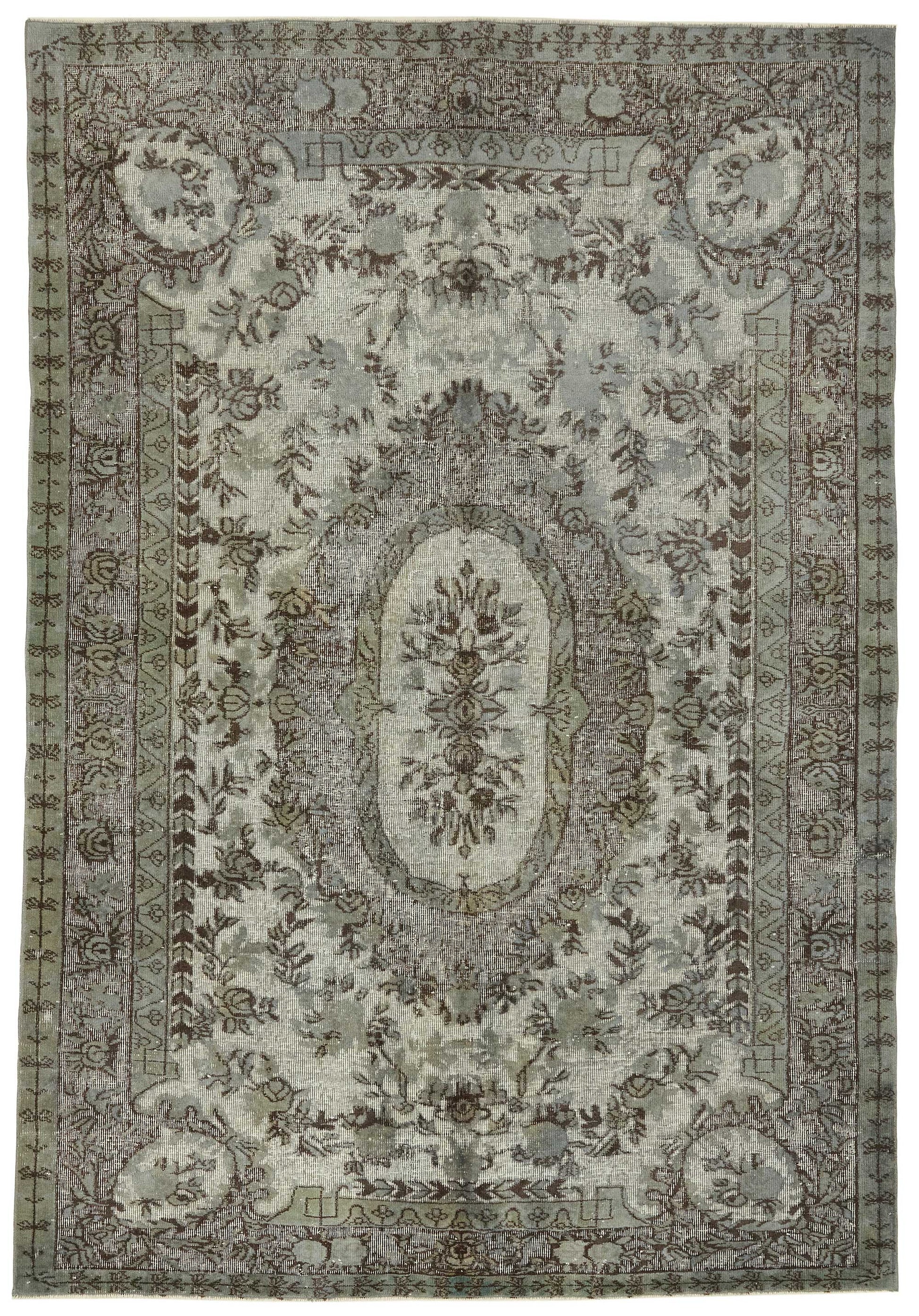6x9 Vintage Hand-Carved Turkish Rug - 46945