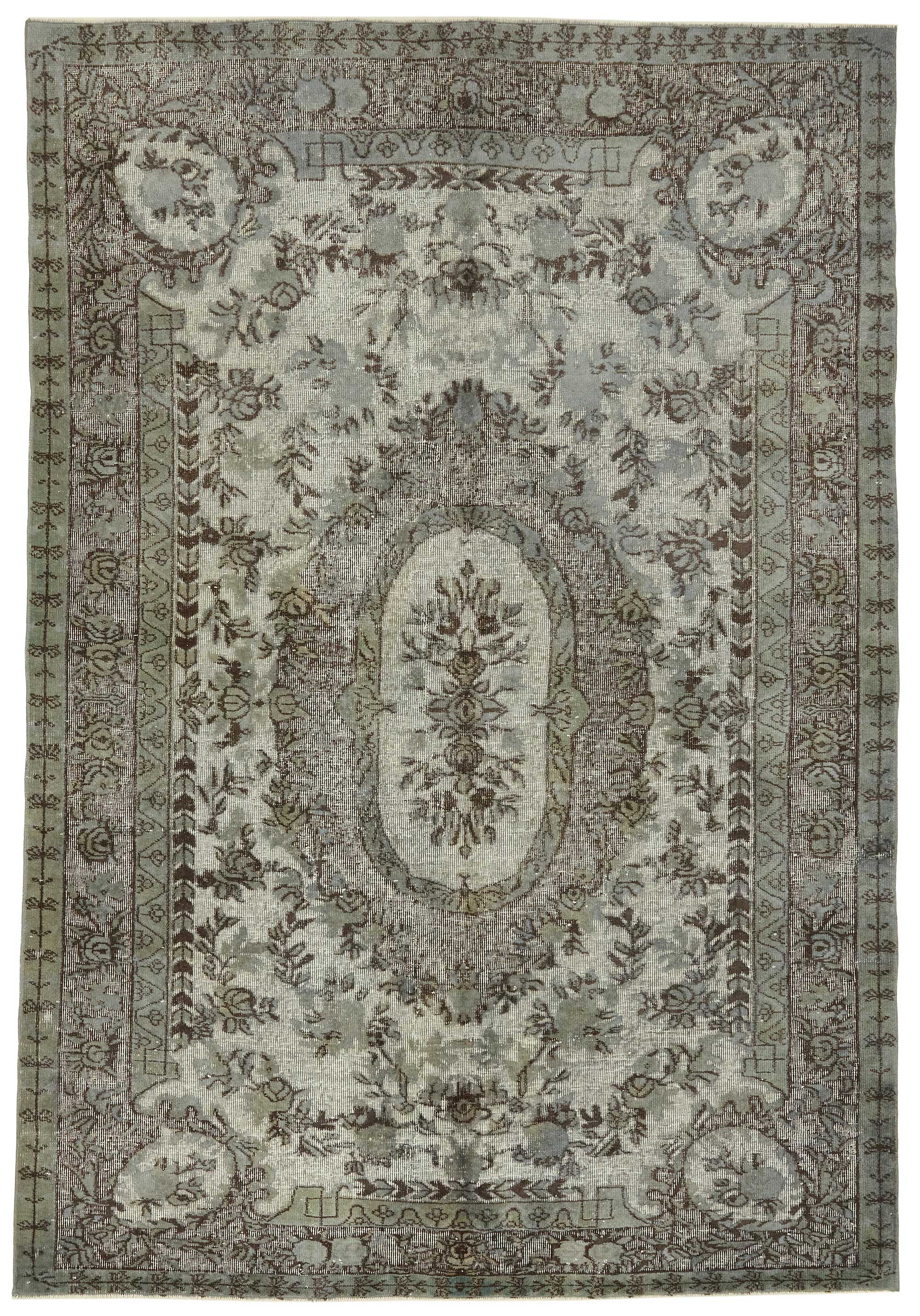 6x9 Vintage Hand-Carved Turkish Rug - 46945