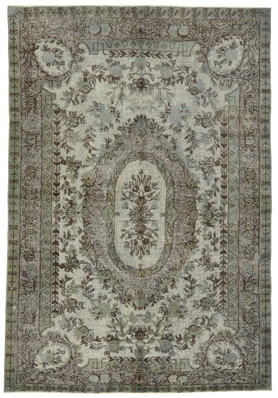 6x9 Vintage Hand-Carved Turkish Rug - 46945