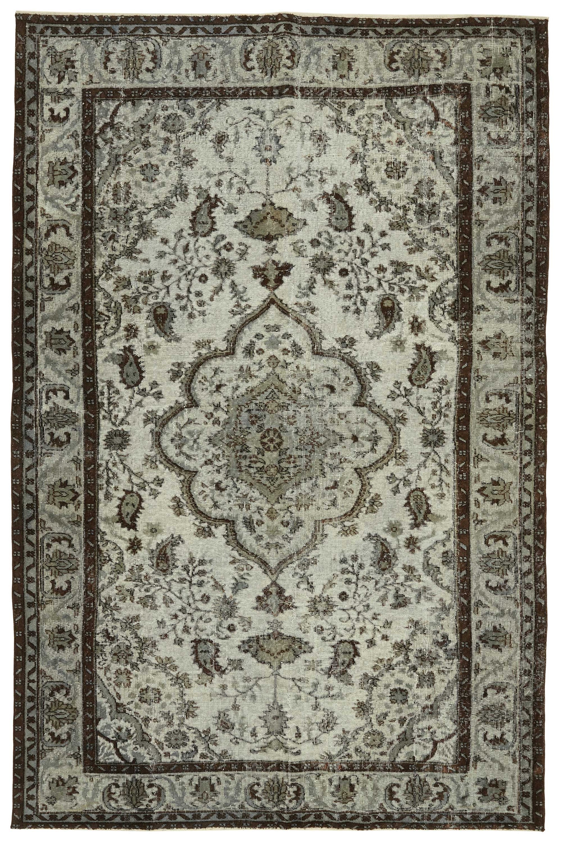 7x10 Vintage Hand-Carved Turkish Rug - 46950