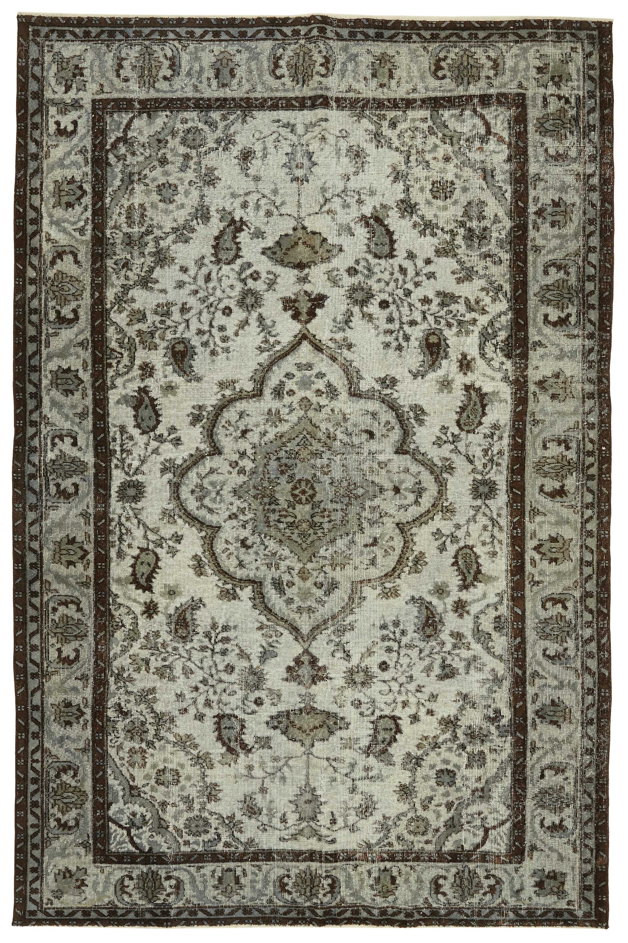7x10 Vintage Hand-Carved Turkish Rug - 46950