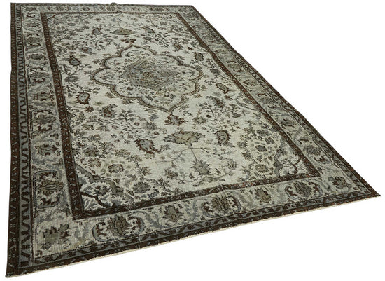 7x10 Vintage Hand-Carved Turkish Rug - 46950