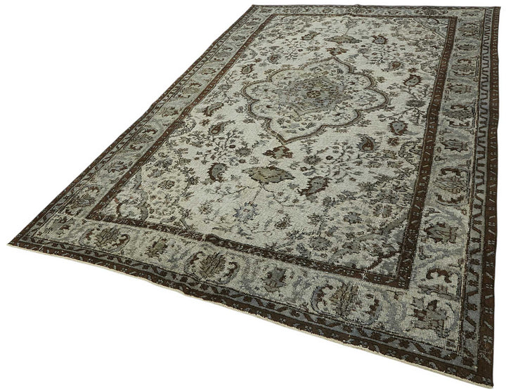 7x10 Vintage Hand-Carved Turkish Rug - 46950