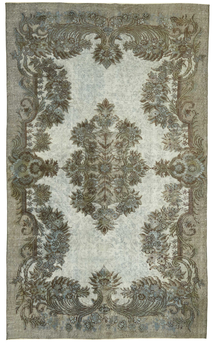5x9 Vintage Hand-Carved Turkish Rug - 46951