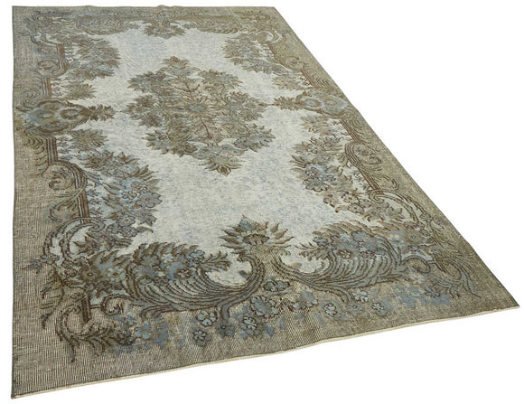 5x9 Vintage Hand-Carved Turkish Rug - 46951