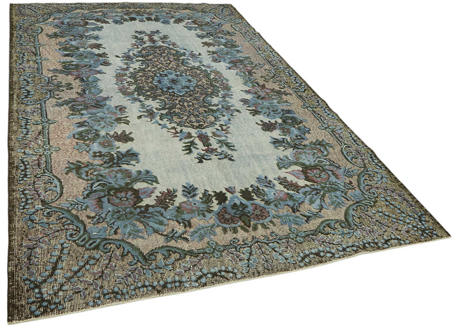 6x10 Vintage Hand-Carved Turkish Rug - 46952