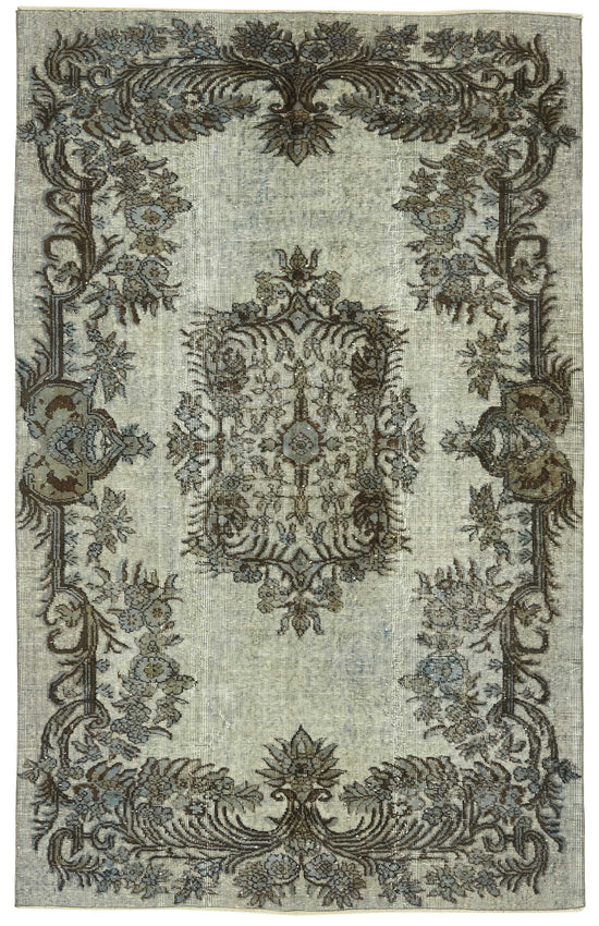 5x8 Vintage Hand-Carved Turkish Rug - 46953