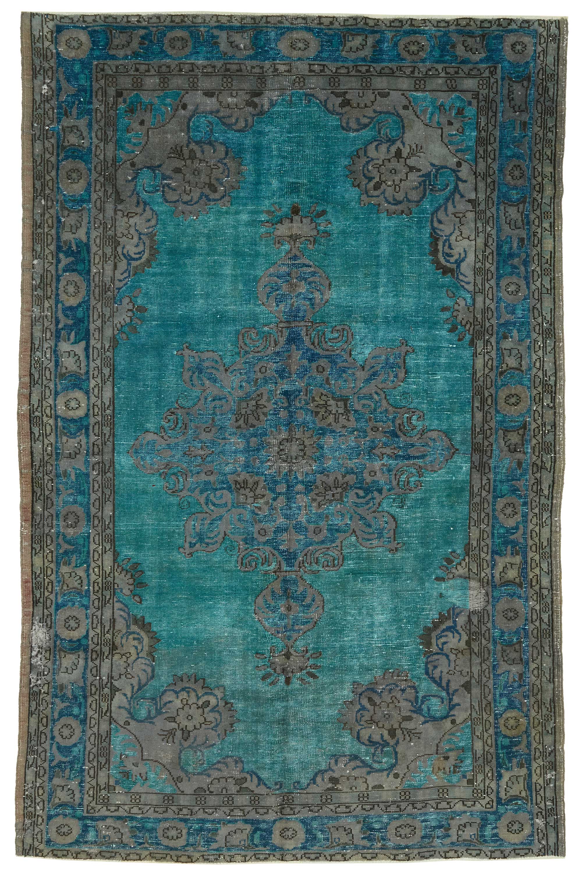 7x11 Vintage Hand-Carved Turkish Rug - 46955