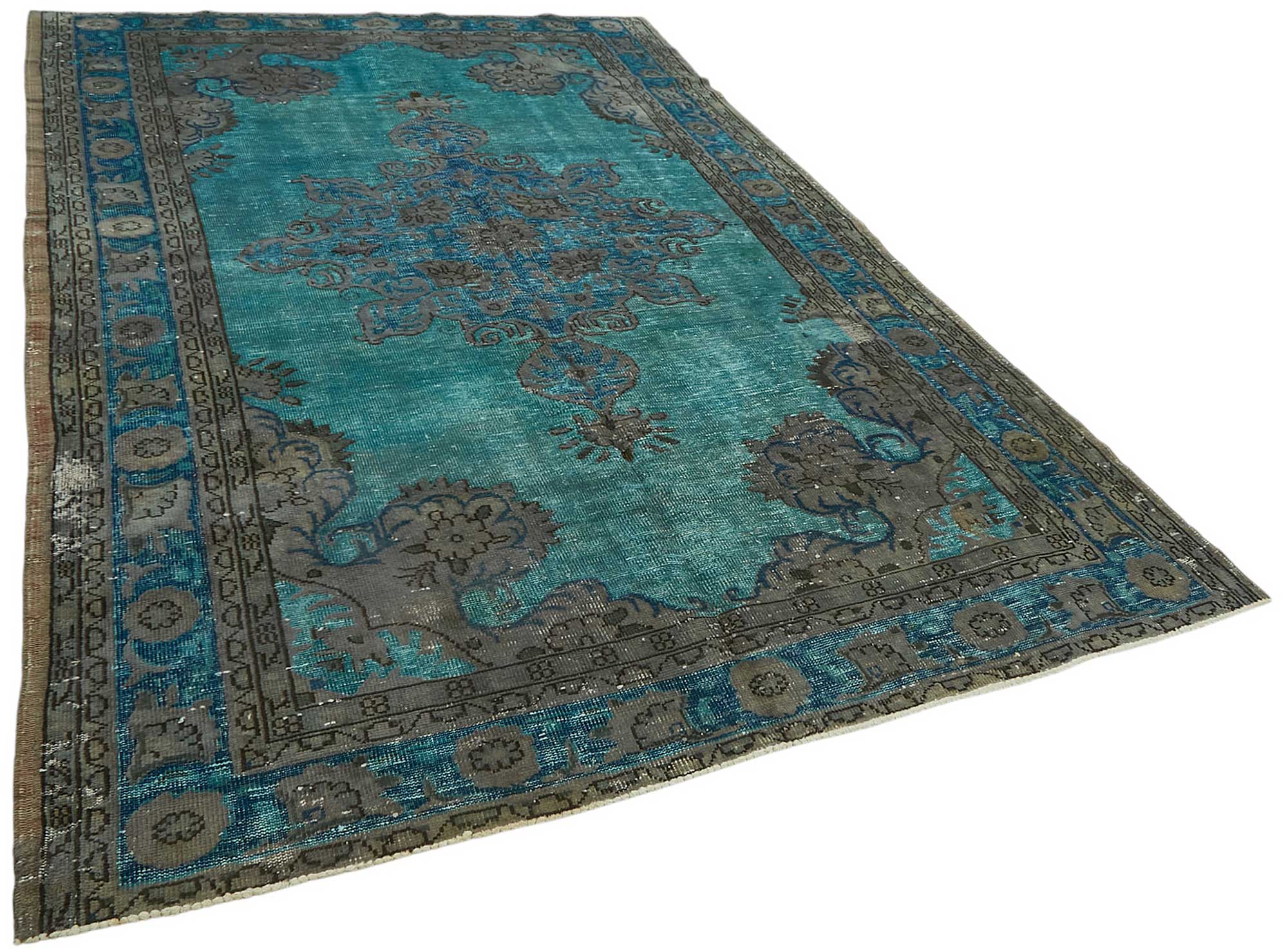 7x11 Vintage Hand-Carved Turkish Rug - 46955