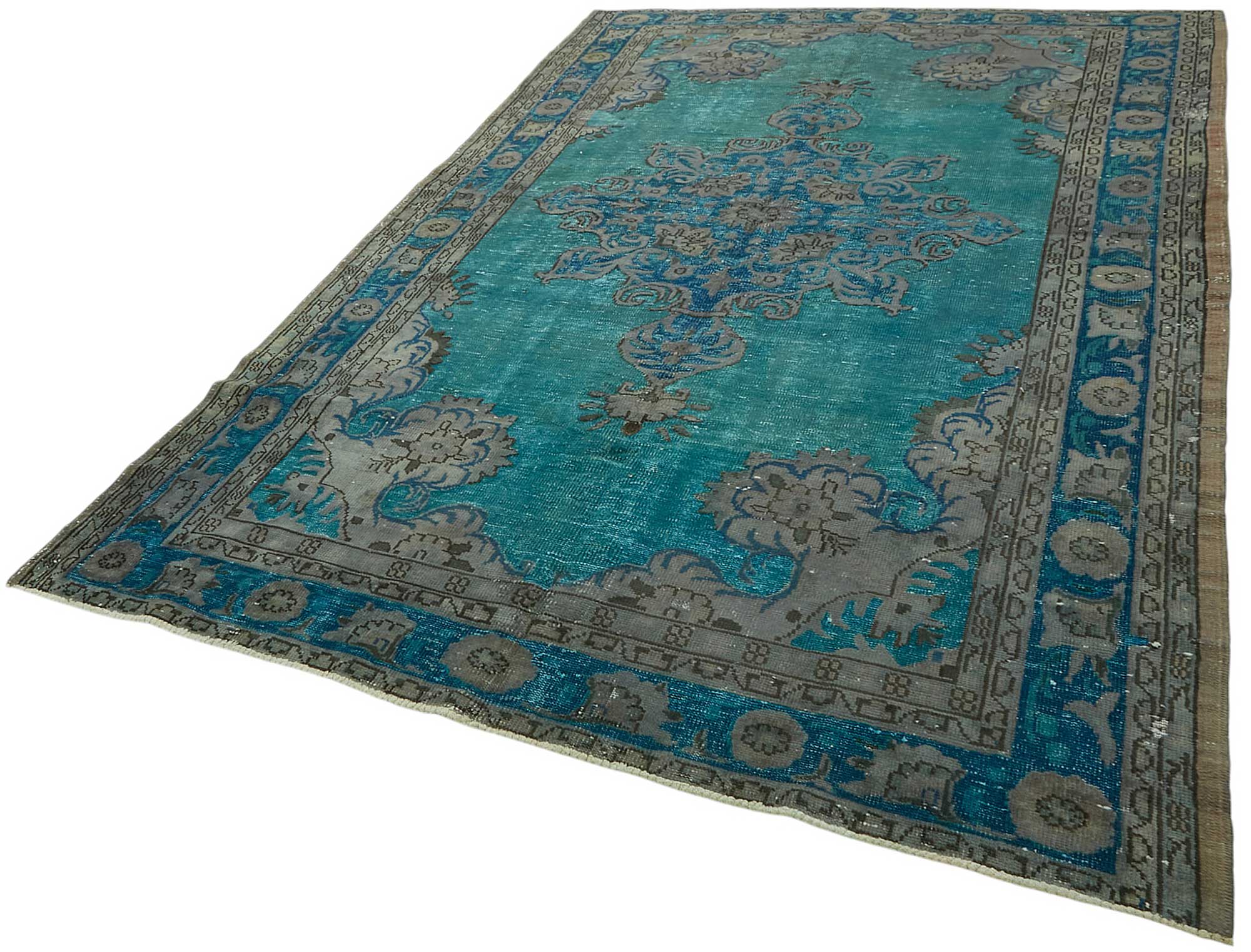 7x11 Vintage Hand-Carved Turkish Rug - 46955