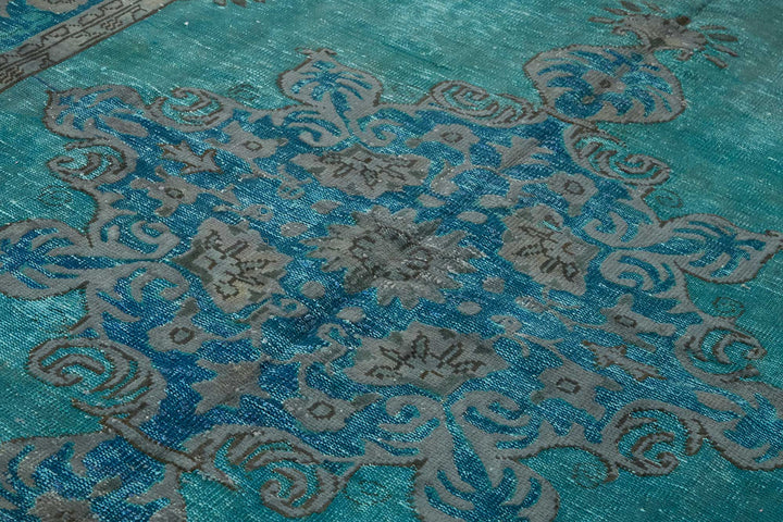 7x11 Vintage Hand-Carved Turkish Rug - 46955