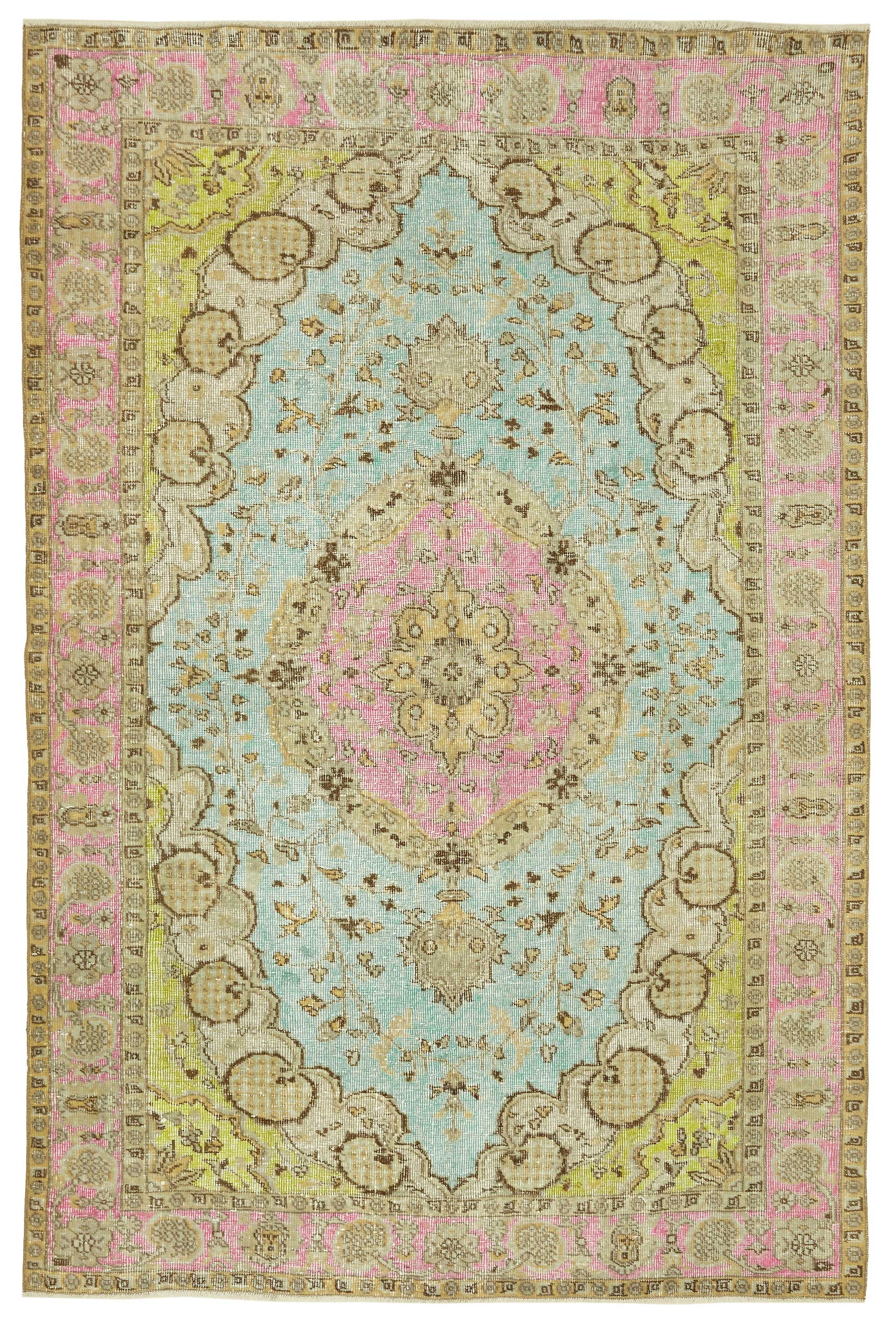 6x9 Vintage Hand-Carved Turkish Rug - 46958