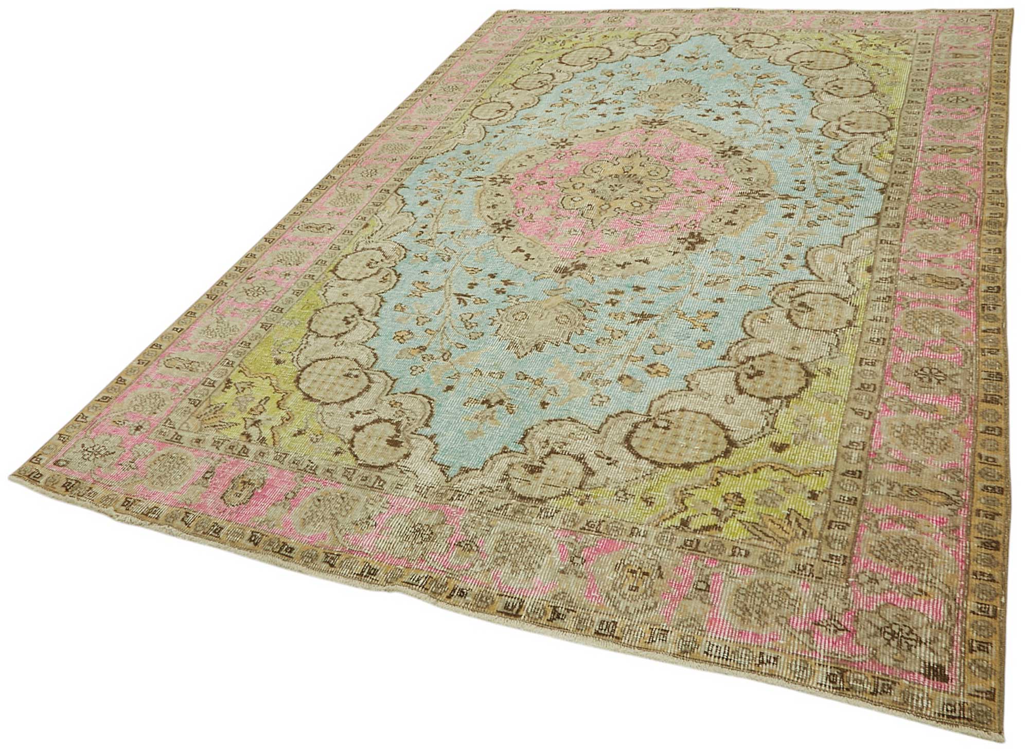 6x9 Vintage Hand-Carved Turkish Rug - 46958