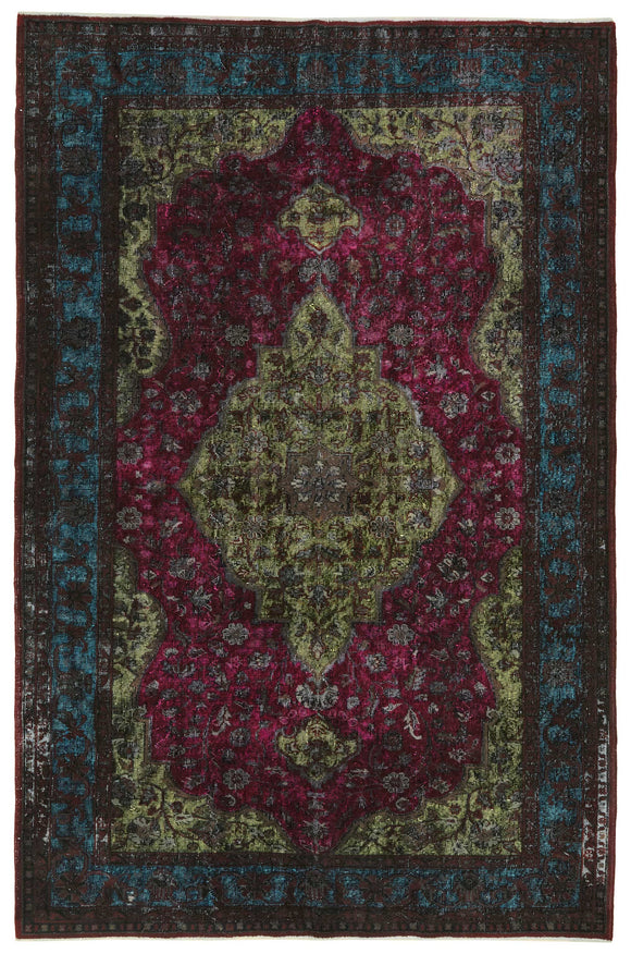 7x10 Vintage Hand-Carved Turkish Rug - 46960