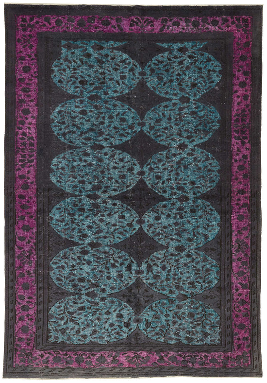 7x11 Vintage Hand-Carved Turkish Rug - 46961