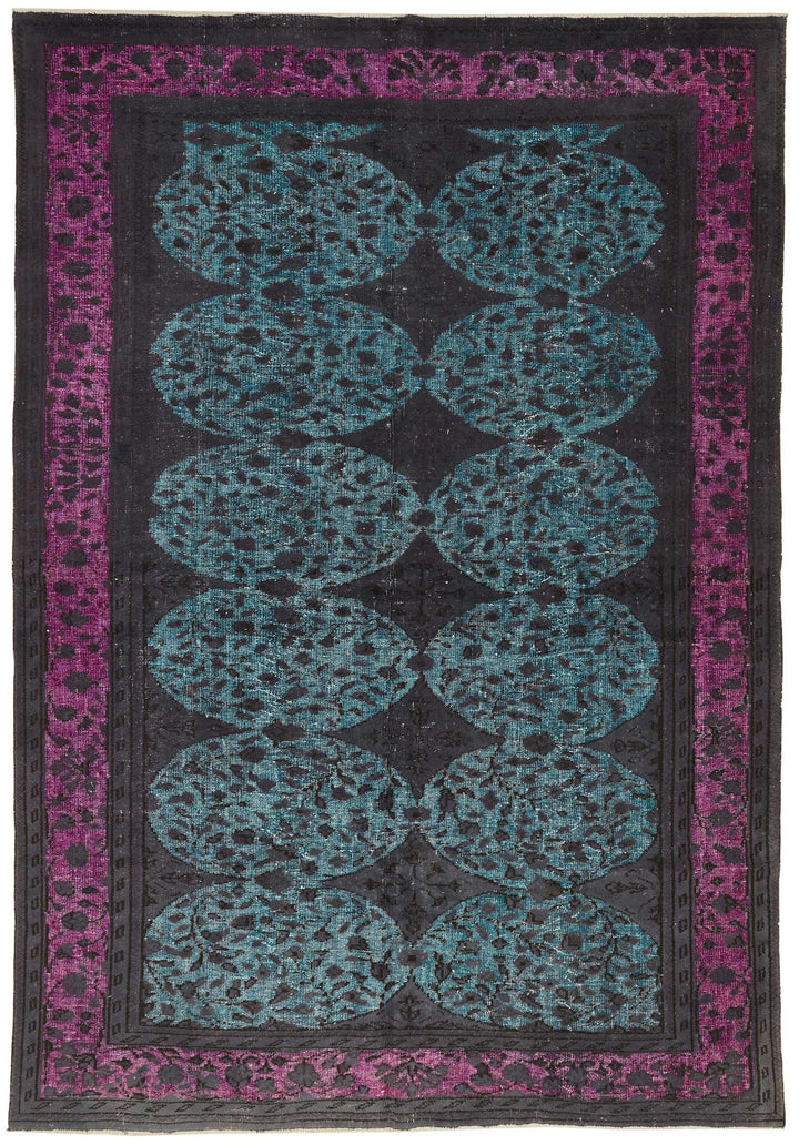 7x11 Vintage Hand-Carved Turkish Rug - 46961