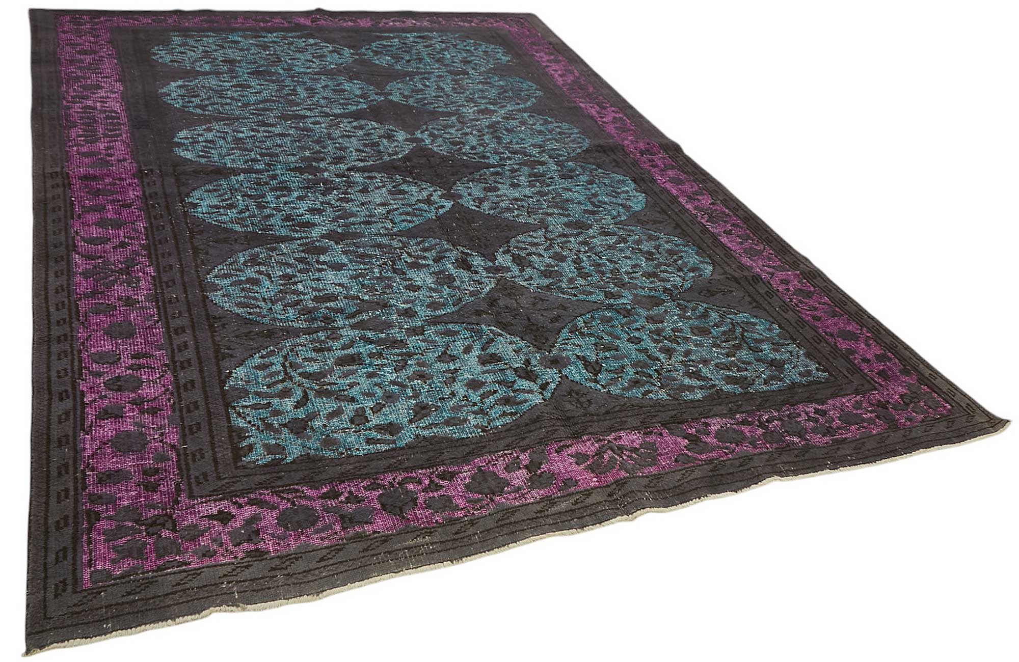 7x11 Vintage Hand-Carved Turkish Rug - 46961