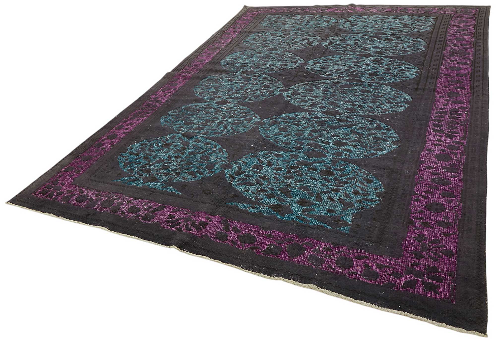 7x11 Vintage Hand-Carved Turkish Rug - 46961