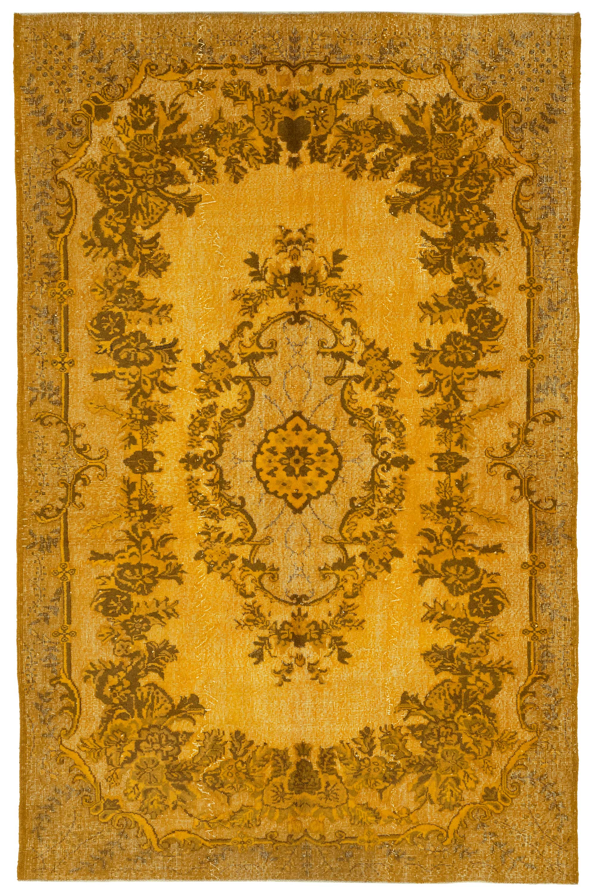 7x10 Vintage Hand-Carved Turkish Rug - 46962