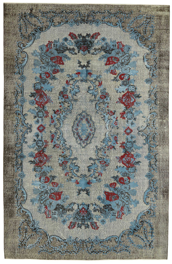 6x10 Vintage Hand-Carved Turkish Rug - 46977