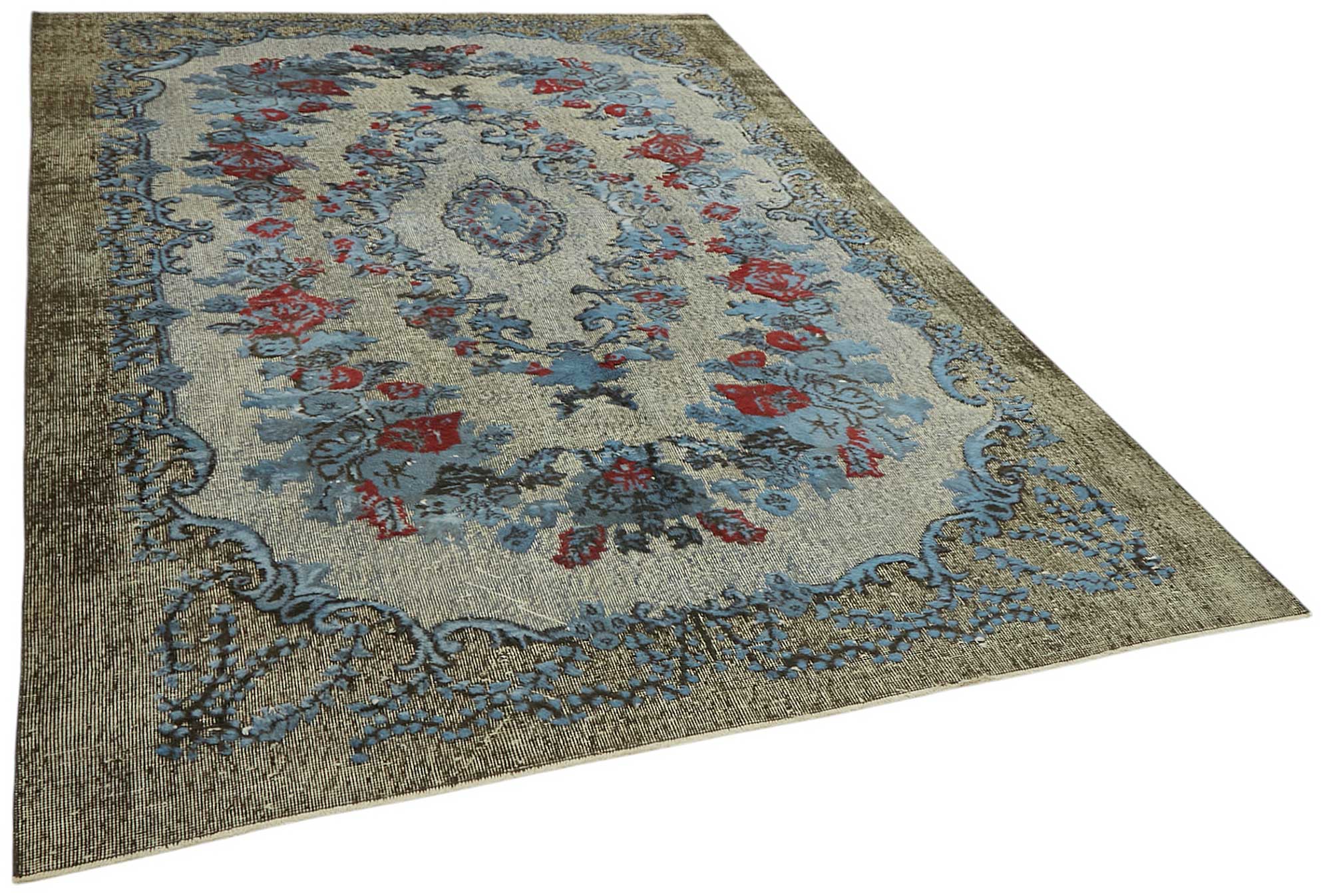 6x10 Vintage Hand-Carved Turkish Rug - 46977