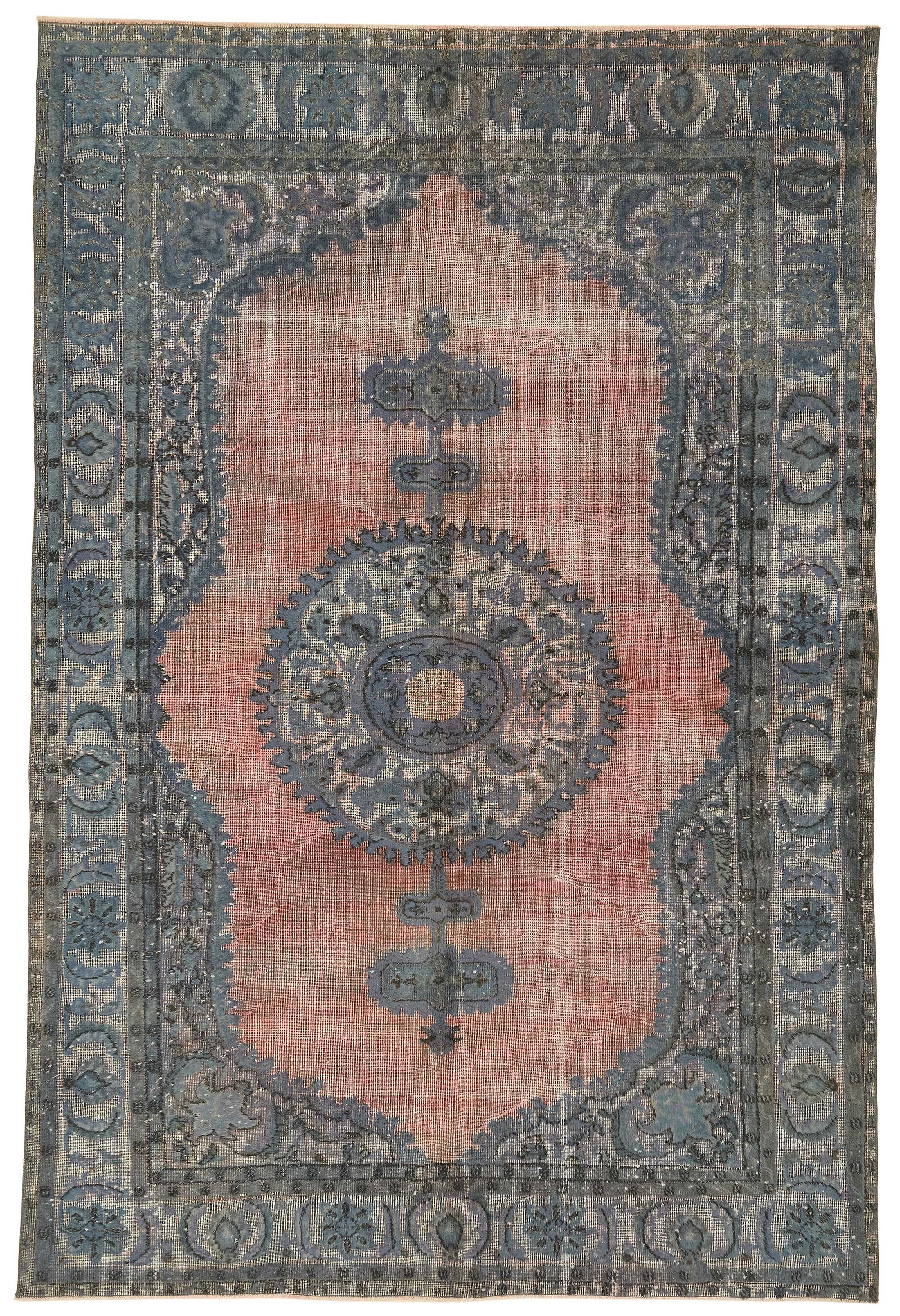7x10 Vintage Hand-Carved Turkish Rug - 46978