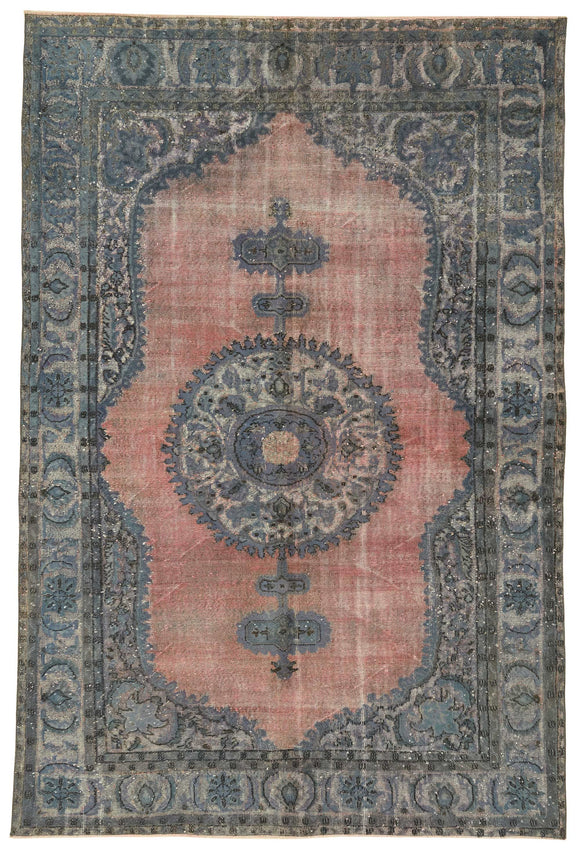 7x10 Vintage Hand-Carved Turkish Rug - 46978