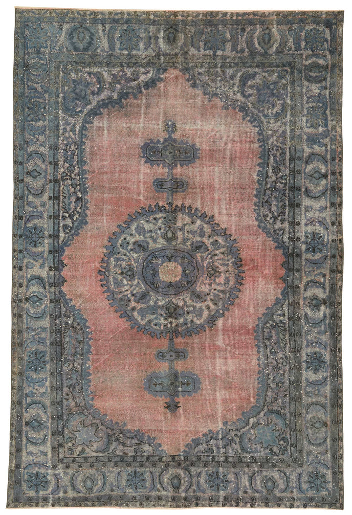 7x10 Vintage Hand-Carved Turkish Rug - 46978